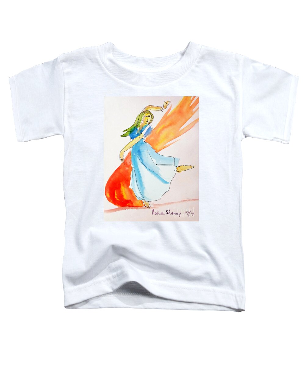 Dancer Toddler T-Shirt featuring the painting The blazing dancer by Asha Sudhaker Shenoy