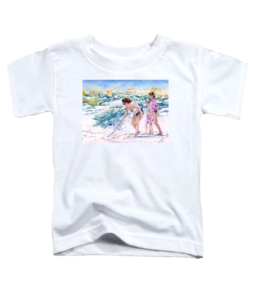 Beach Toddler T-Shirt featuring the painting The Crab Herders by Pauline Walsh Jacobson
