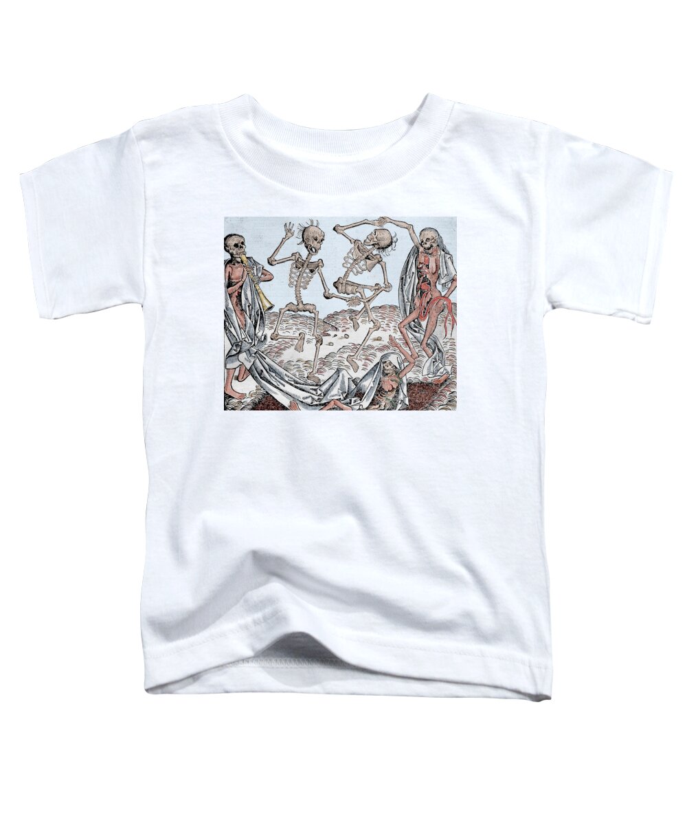 The Dance Of Death Toddler T-Shirt featuring the drawing The Dance of Death by Michael Wolgemut
