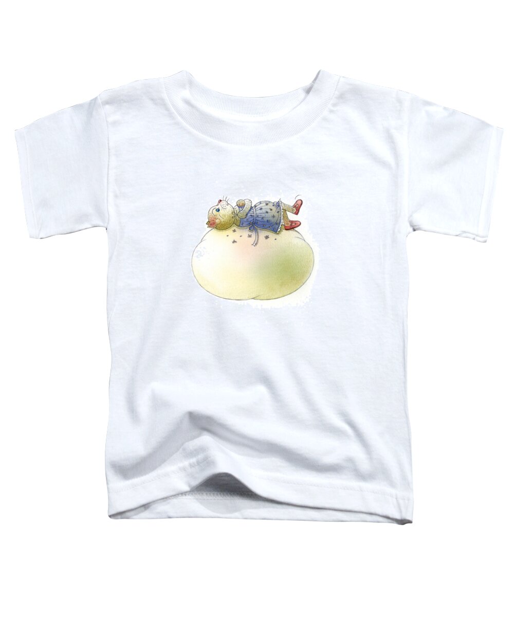 Cat Cloud Sky Blue Flying Toddler T-Shirt featuring the painting The Dream Cat 02 by Kestutis Kasparavicius