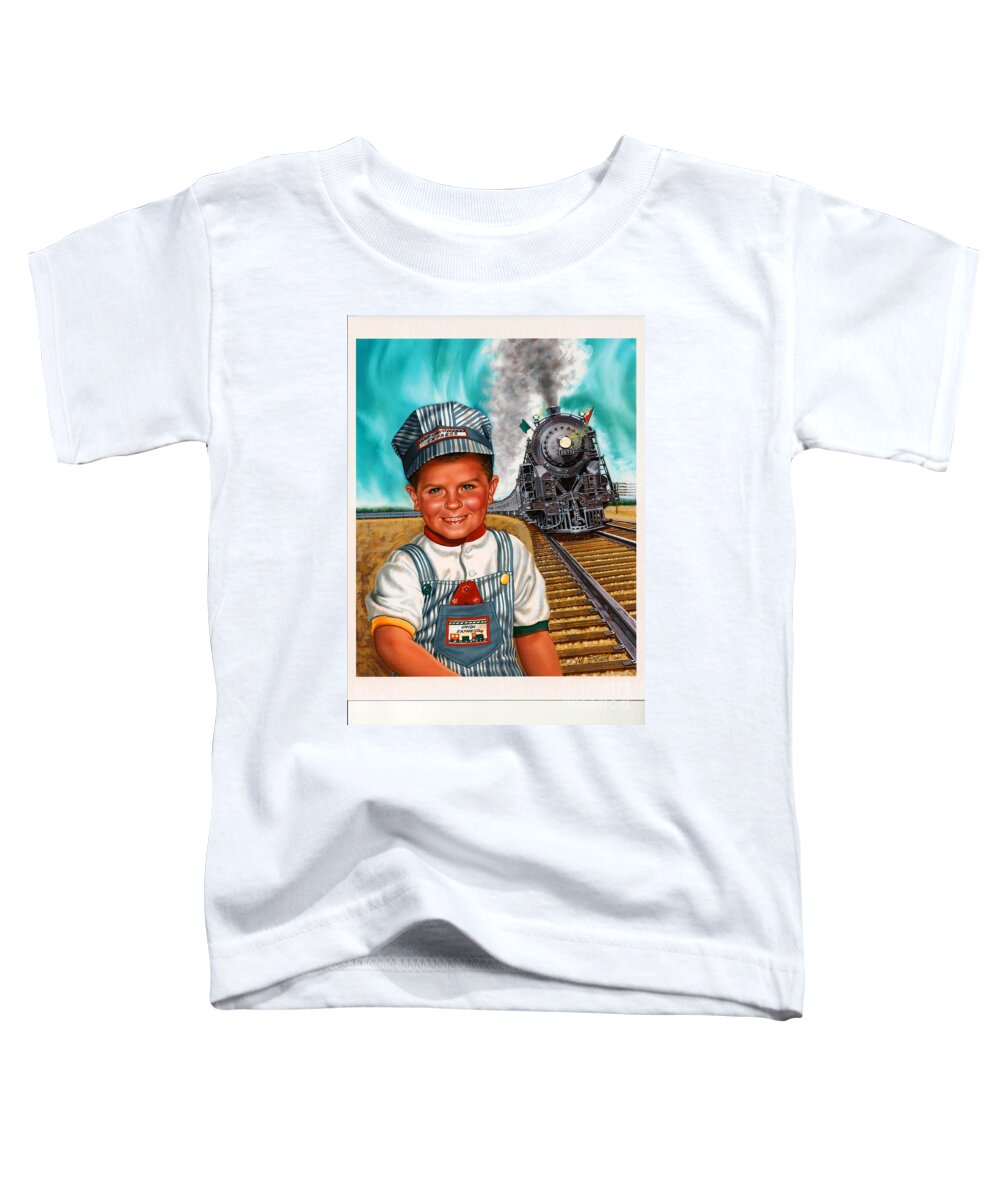 Portrait Toddler T-Shirt featuring the painting The Little Engineer by Dick Bobnick