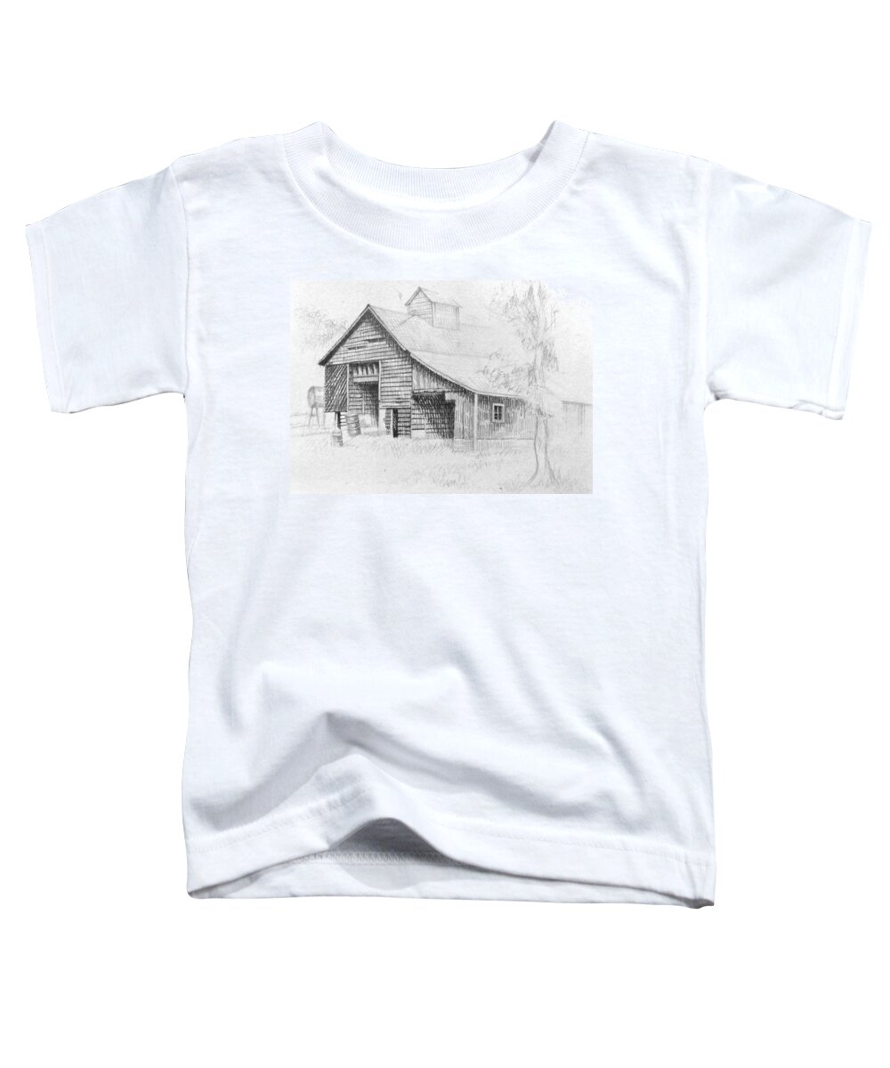 Art Toddler T-Shirt featuring the drawing The Old Barn by Bern Miller