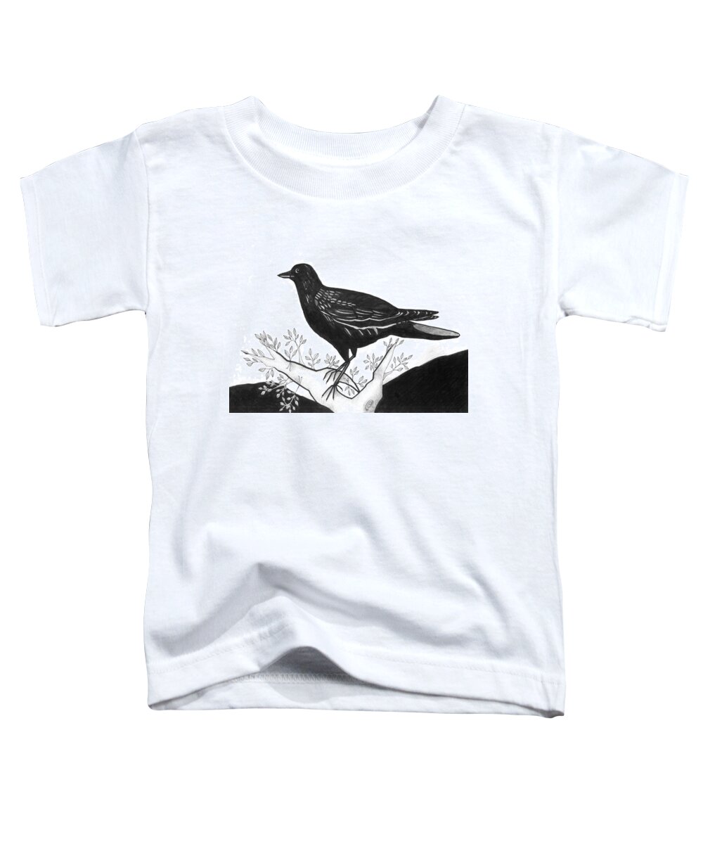 Bird Toddler T-Shirt featuring the drawing The Witness by Helena Tiainen
