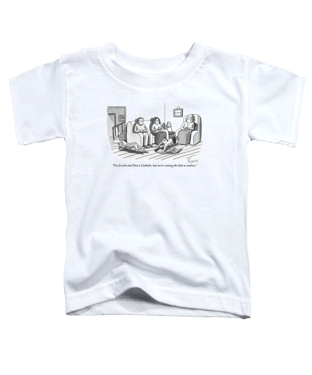 Children Toddler T-Shirt featuring the drawing Three People Are Sitting In A Living Room by Zachary Kanin