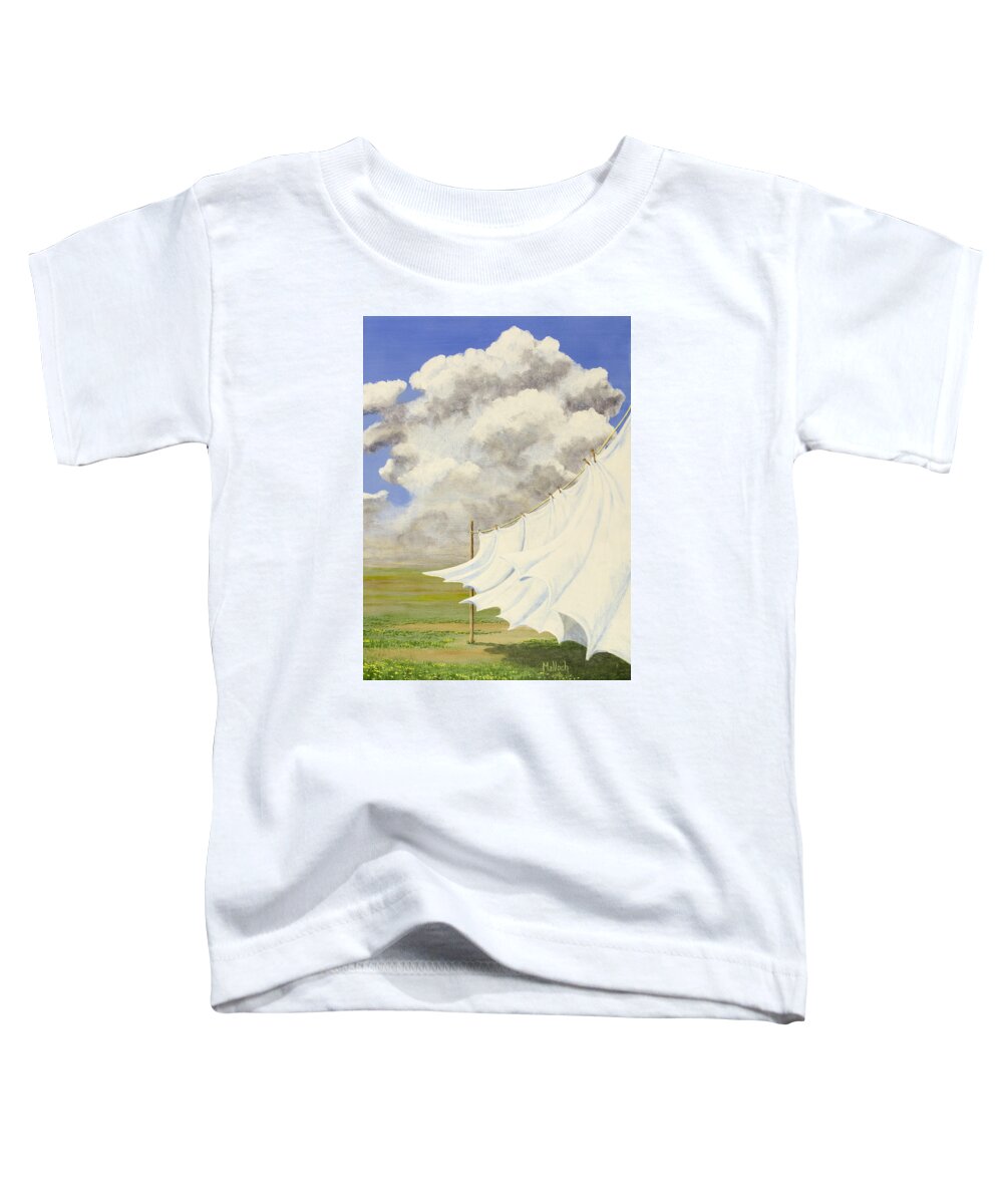 Sunny With Clouds Toddler T-Shirt featuring the painting Three Sheets to the Wind by Jack Malloch