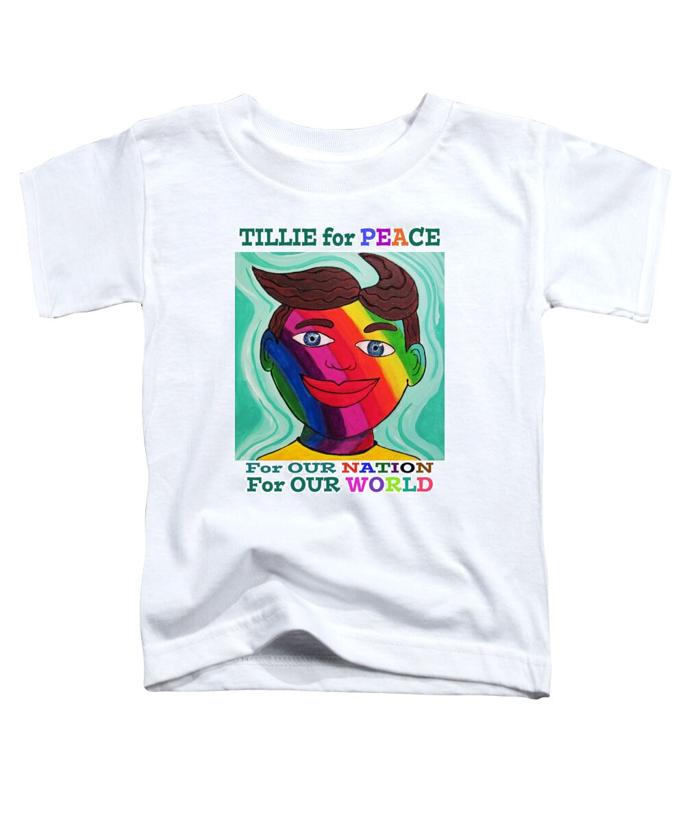 Tillie Toddler T-Shirt featuring the painting Tillie for Peace by Patricia Arroyo