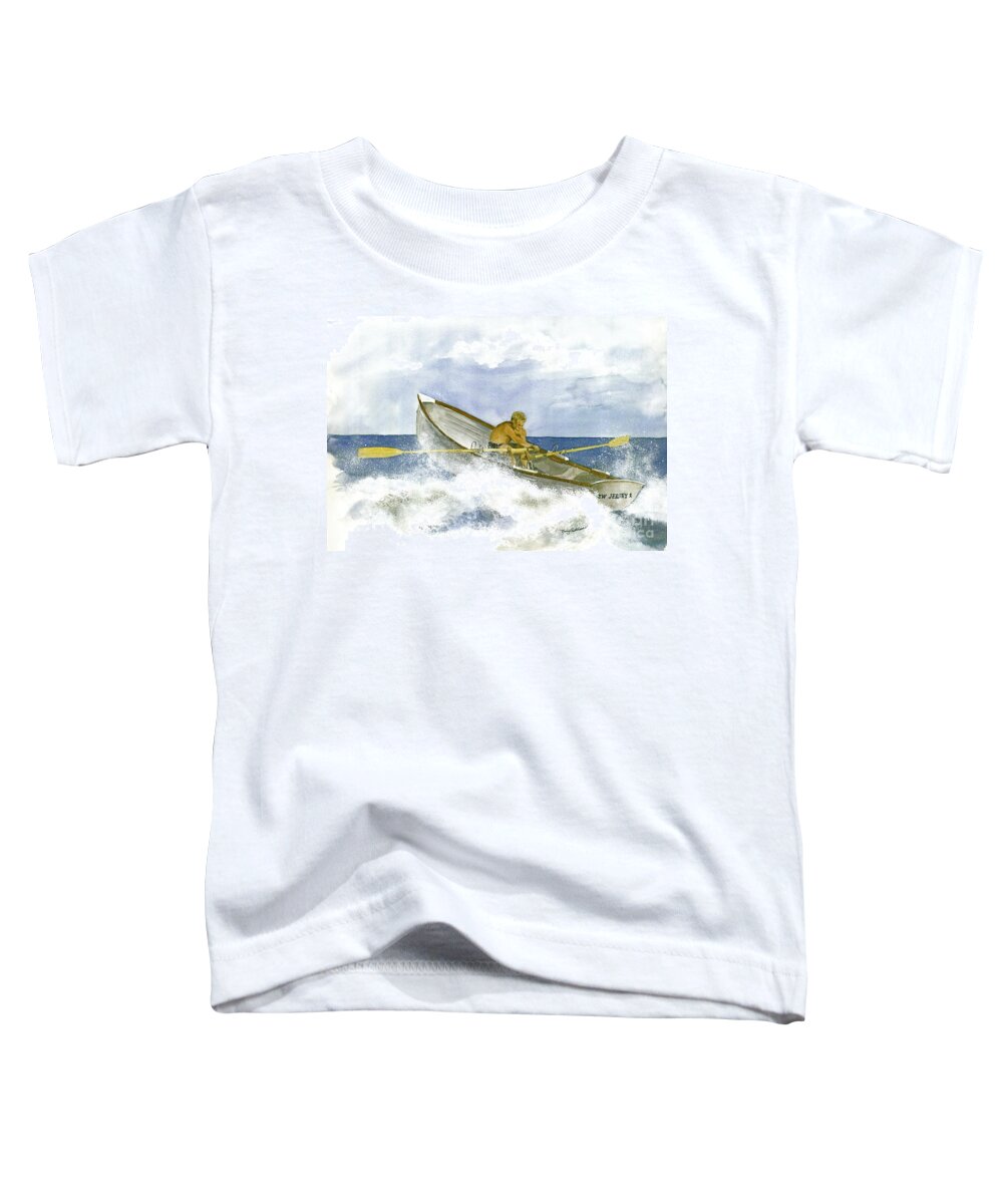 Lifeguard Boat Toddler T-Shirt featuring the painting Training by Nancy Patterson