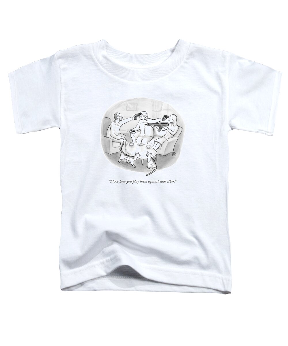 Mexican Standoff Toddler T-Shirt featuring the drawing Two Cats Are Seen Speaking With Each Other Next by Paul Noth