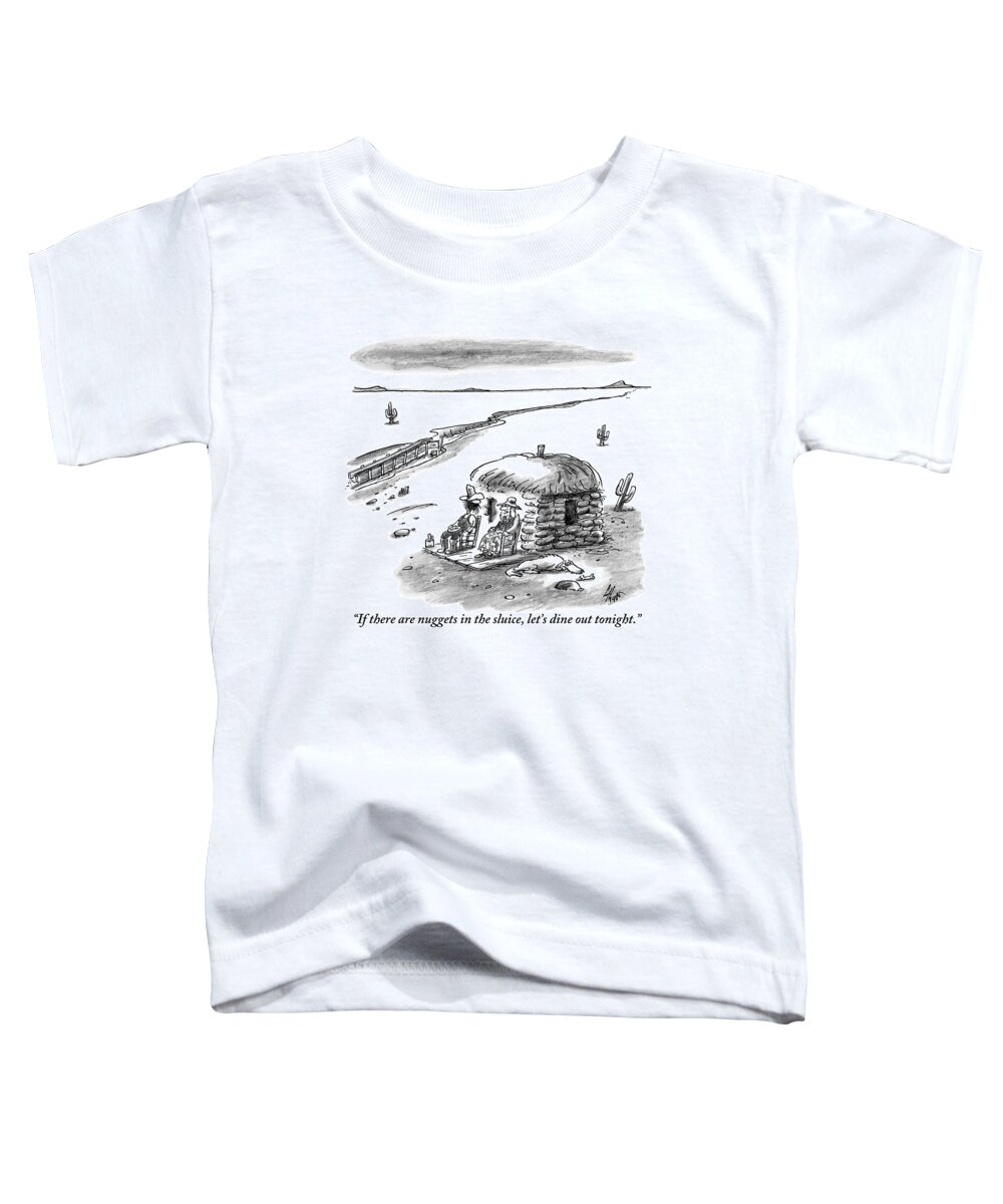 Farmers Toddler T-Shirt featuring the drawing Two Farmers Sit Outside Their Hut Staring by Frank Cotham