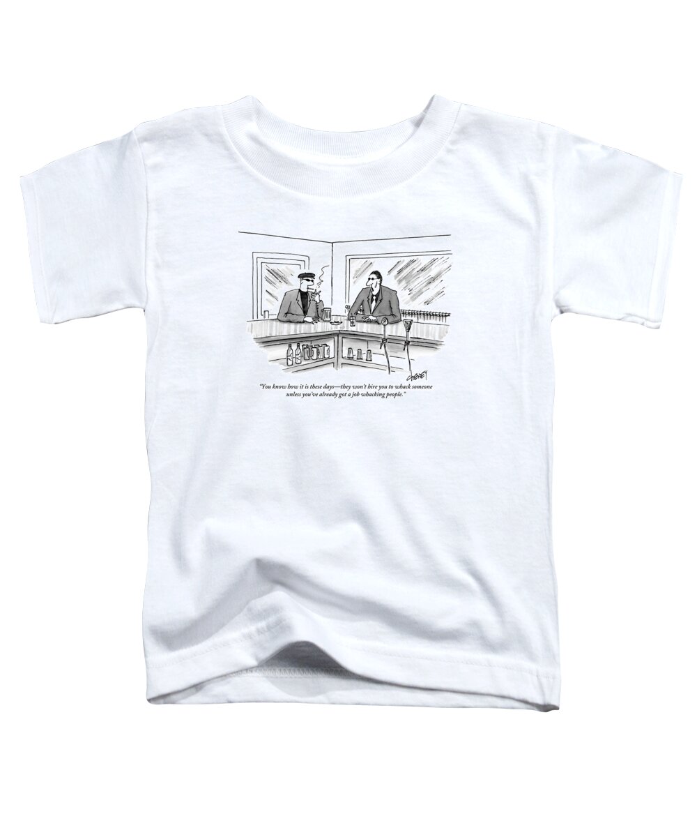 Unemployment Toddler T-Shirt featuring the drawing Two Mafiosos Sit At A Bar Smoking by Tom Cheney