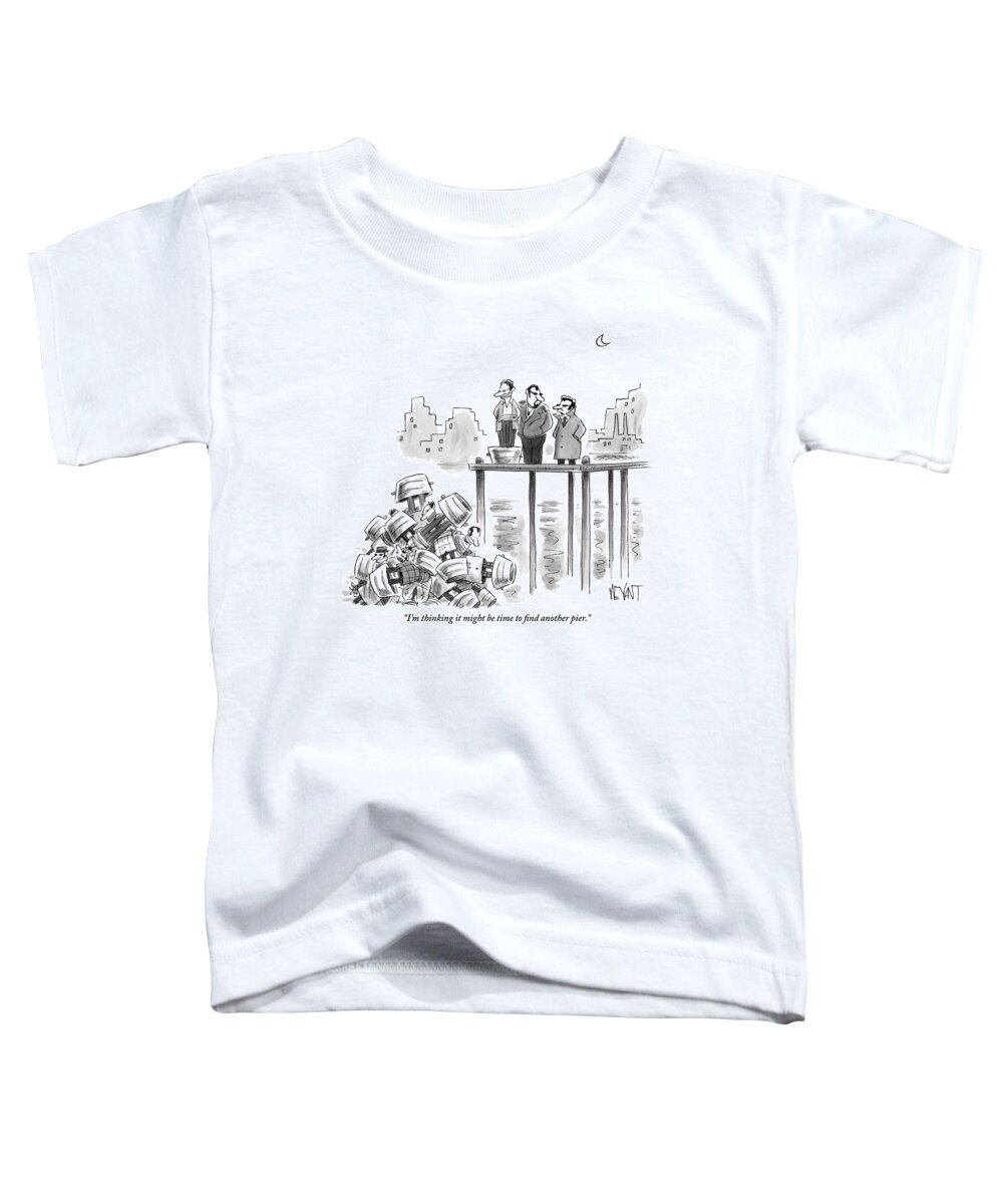 Mafia Toddler T-Shirt featuring the drawing Two Mafiosos Stand On The Edge Of A Pier by Christopher Weyant