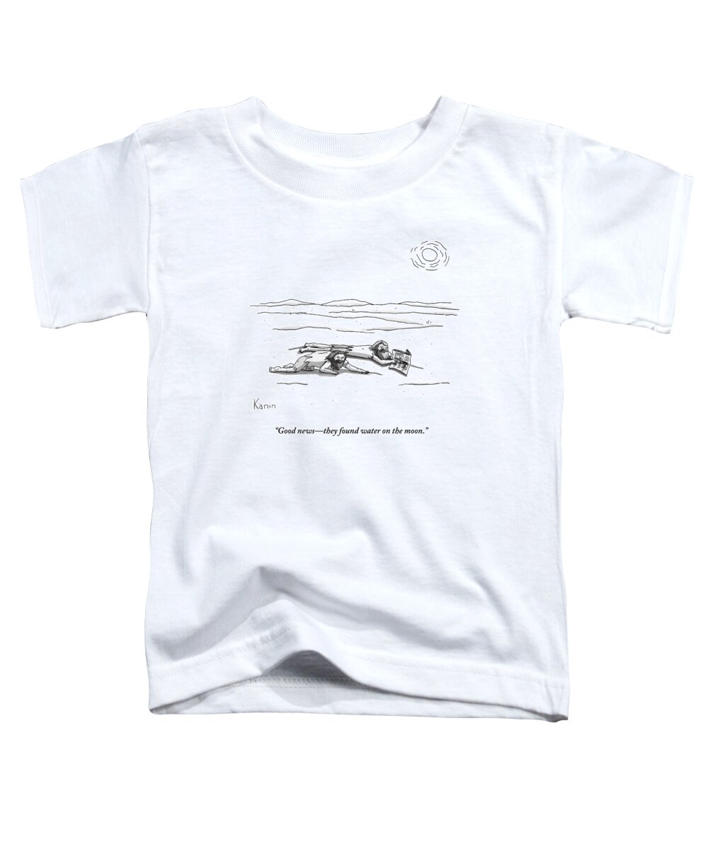 Thirst Toddler T-Shirt featuring the drawing Two Men Are On Their Stomachs In A Desert. One by Zachary Kanin