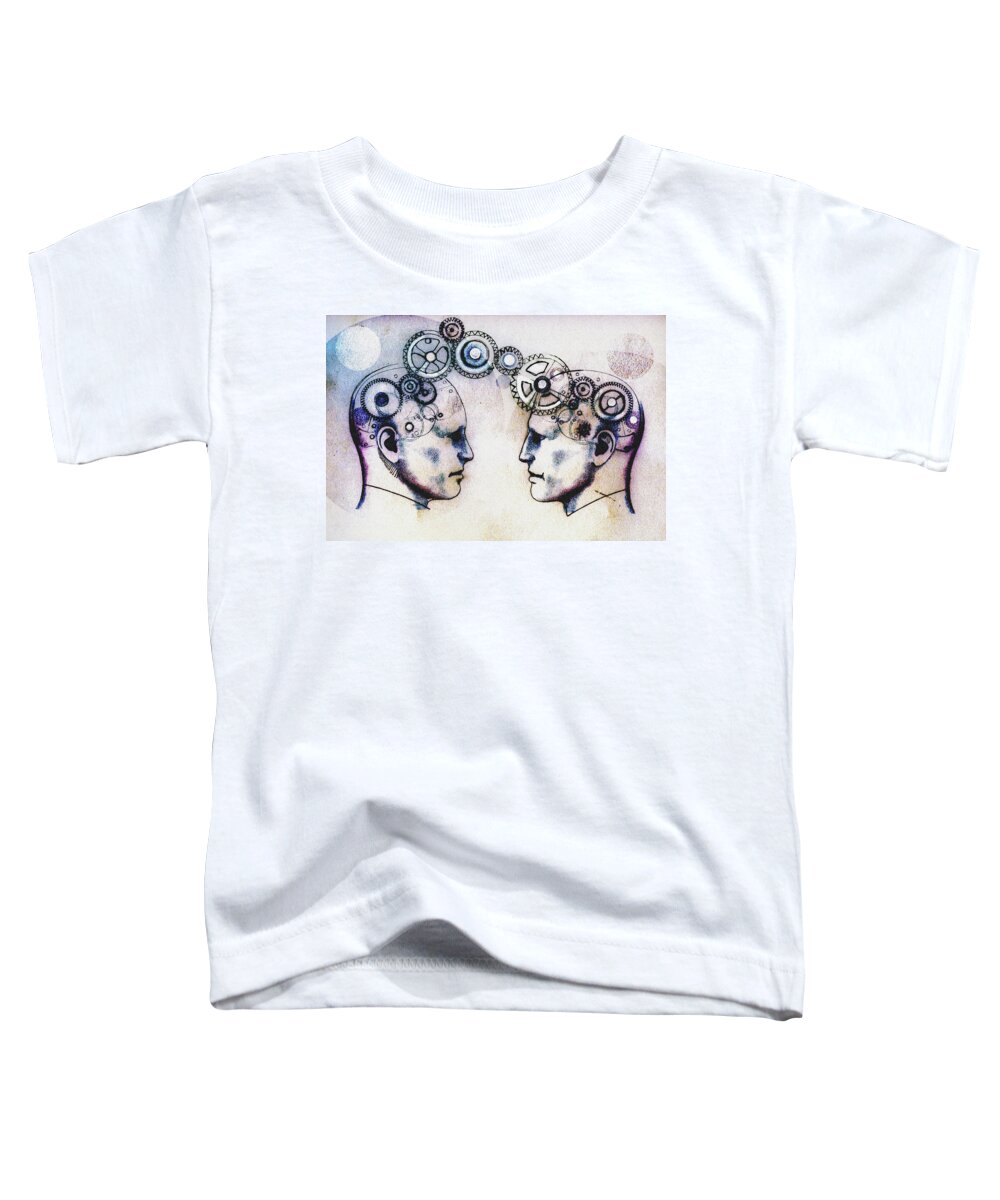 Adult Toddler T-Shirt featuring the photograph Two Mens Heads Face To Face Connected by Ikon Ikon Images