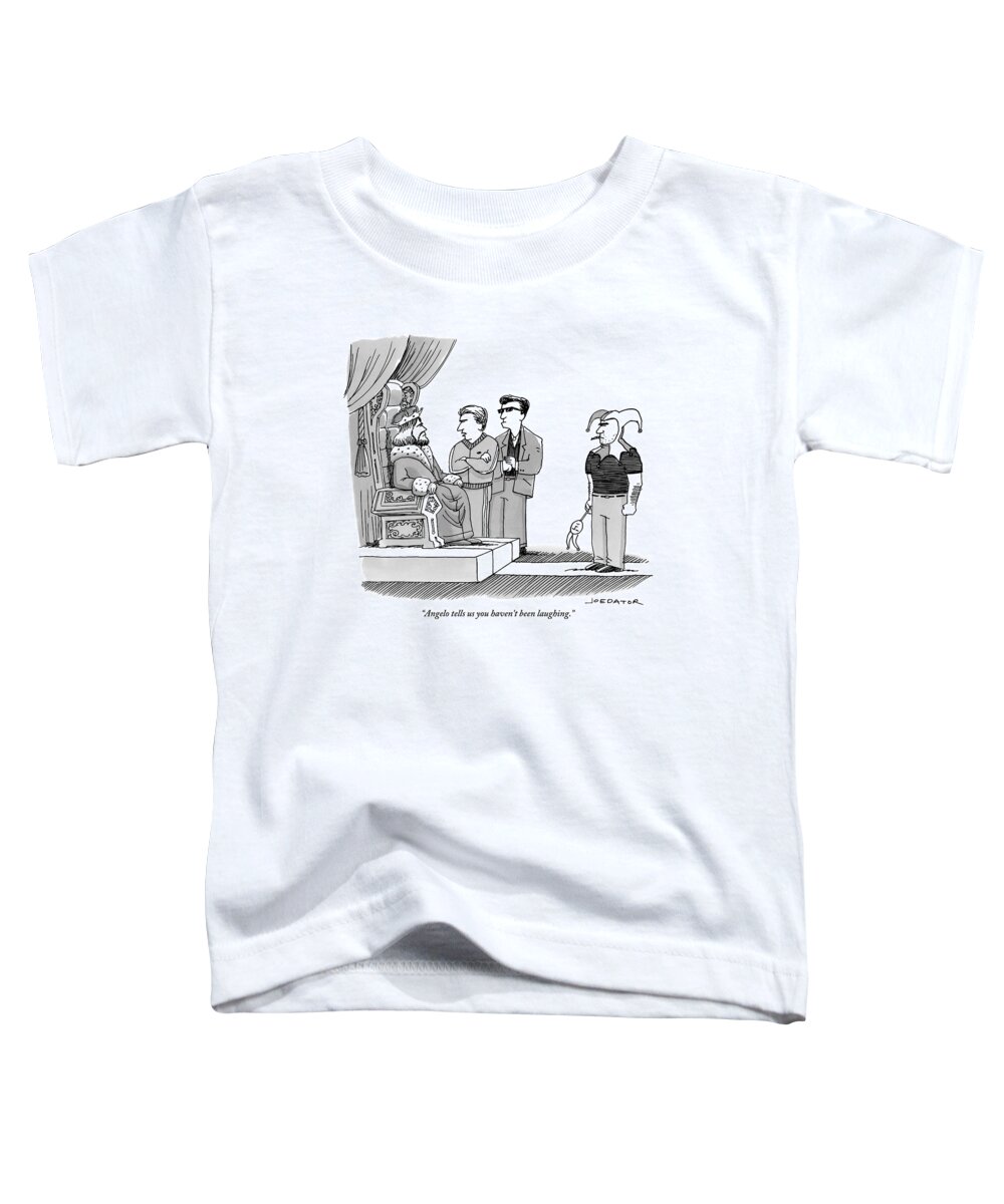 Jesters Toddler T-Shirt featuring the drawing Two Mobster Tough Guys Confront A King On Behalf by Joe Dator
