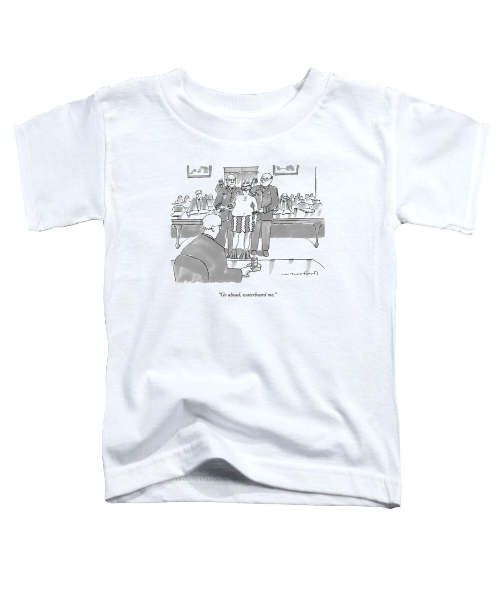 Courtroom Scenes Toddler T-Shirt featuring the drawing Two Officers Hold A Man In Snorkel Gear by Michael Crawford