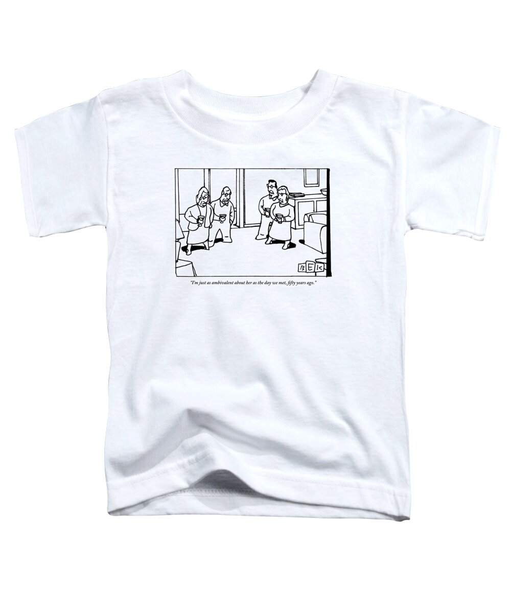Husband Toddler T-Shirt featuring the drawing Two Old Couples Are Standing In A Room. The Order by Bruce Eric Kaplan