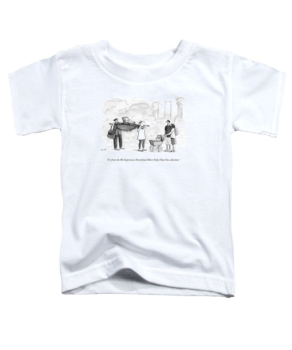 Parenting Toddler T-Shirt featuring the drawing Two Parents Carrying Their Baby On A King's by Julia Suits