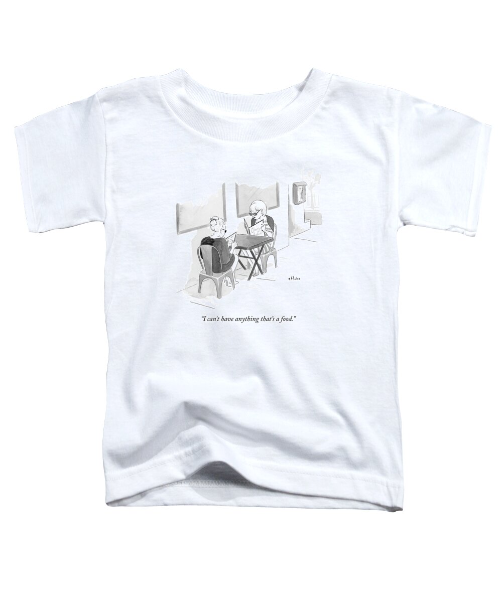 Food Toddler T-Shirt featuring the drawing Two Women Speak In A Restaurant by Emily Flake