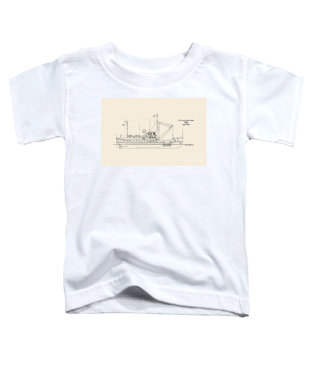 Uscg Toddler T-Shirt featuring the drawing U S Coast Guard Tender Fir by Jerry McElroy