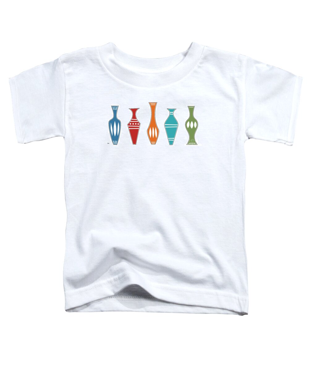 Mid Century Modern Toddler T-Shirt featuring the digital art Vases by Donna Mibus