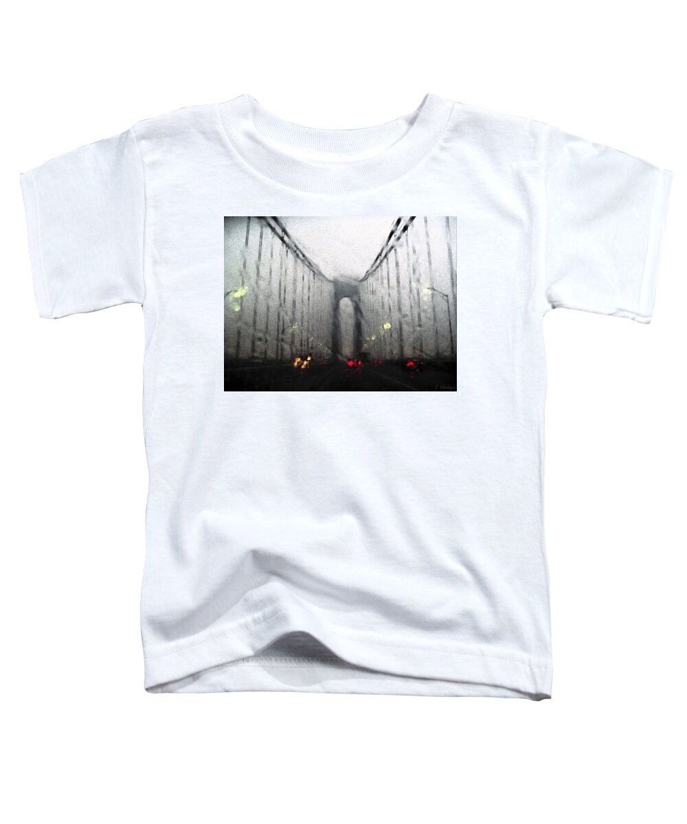 Verazzano Narrows Bridge Toddler T-Shirt featuring the photograph Verazanno Bridge Rain Photofresco by Joseph Hedaya