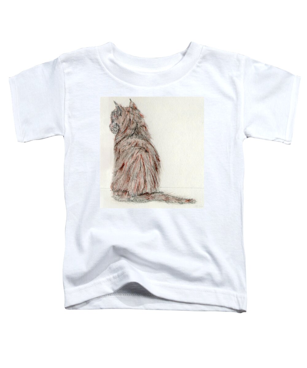 Cat Toddler T-Shirt featuring the painting Waiting by Stephanie Grant