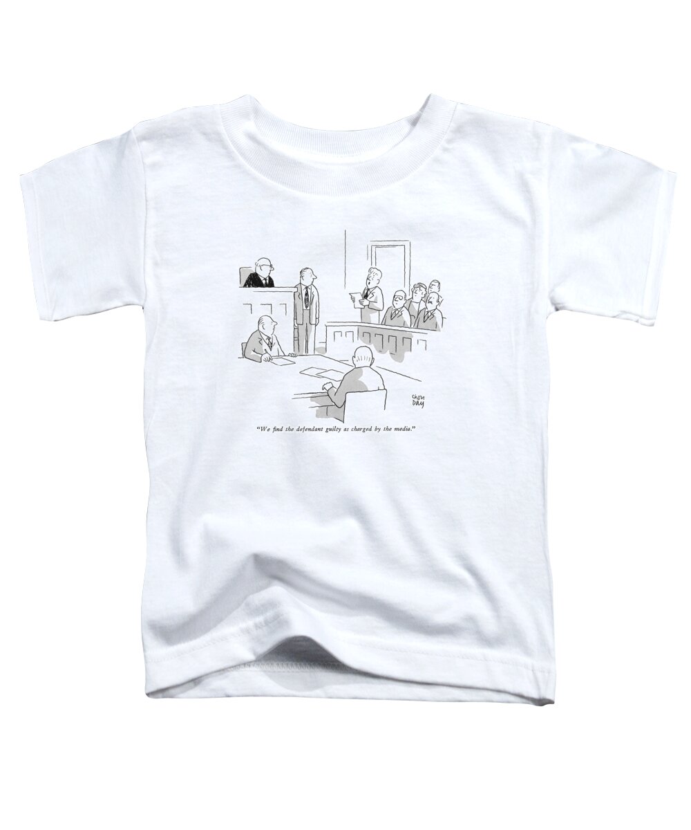 
(foreman Of Jury Reading Verdict To Judge In Court. ) Courtroom Toddler T-Shirt featuring the drawing We Find The Defendant Guilty As Charged by Chon Day