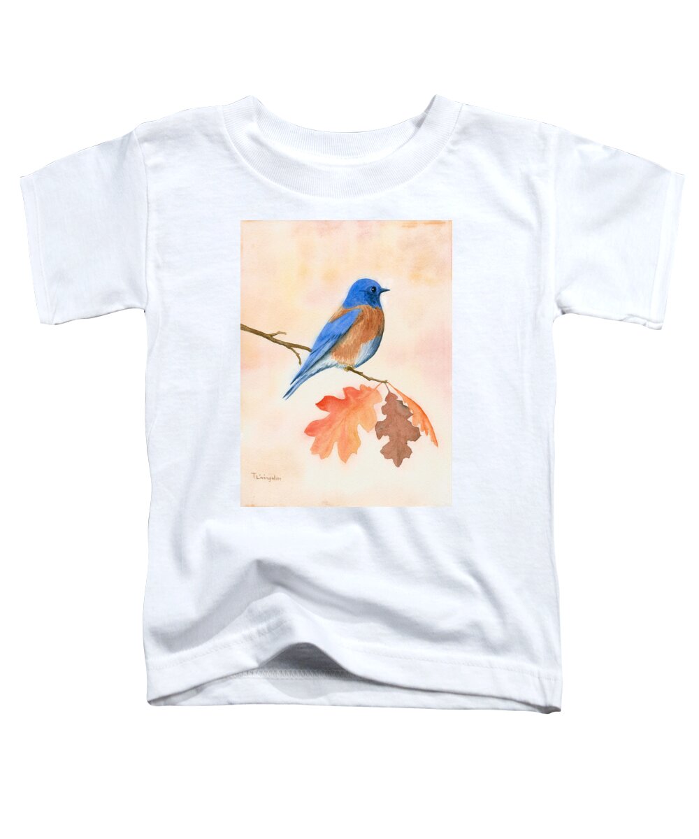 Bluebird Toddler T-Shirt featuring the painting Western Bluebird by Timothy Livingston