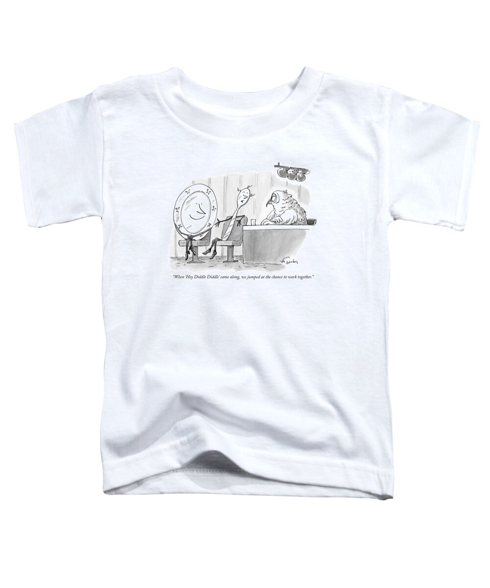 Dish And Spoon Toddler T-Shirt featuring the drawing When 'hey Diddle Diddle' Came by Mike Twohy