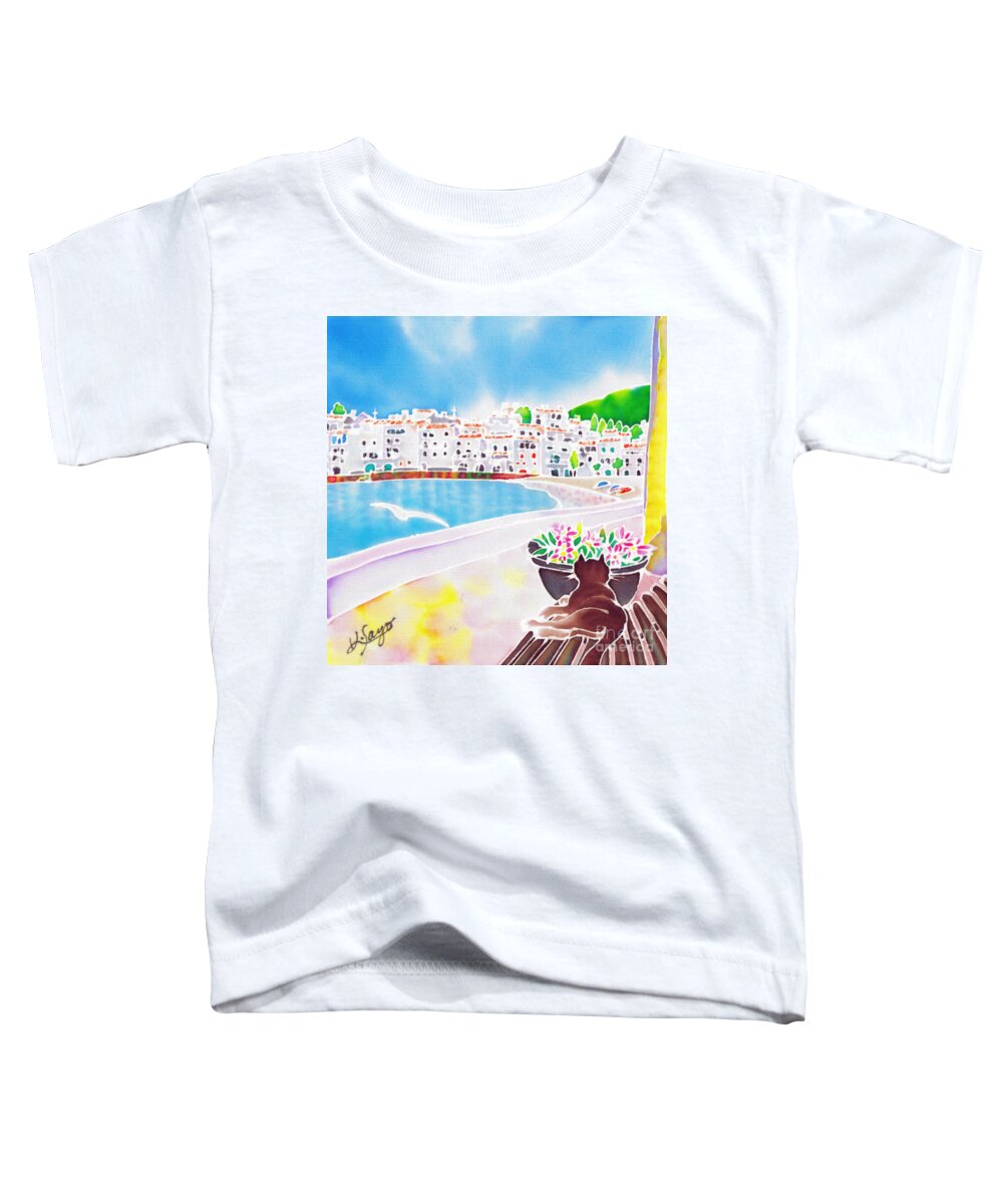 Spain Toddler T-Shirt featuring the painting White and blue 2 by Hisayo OHTA