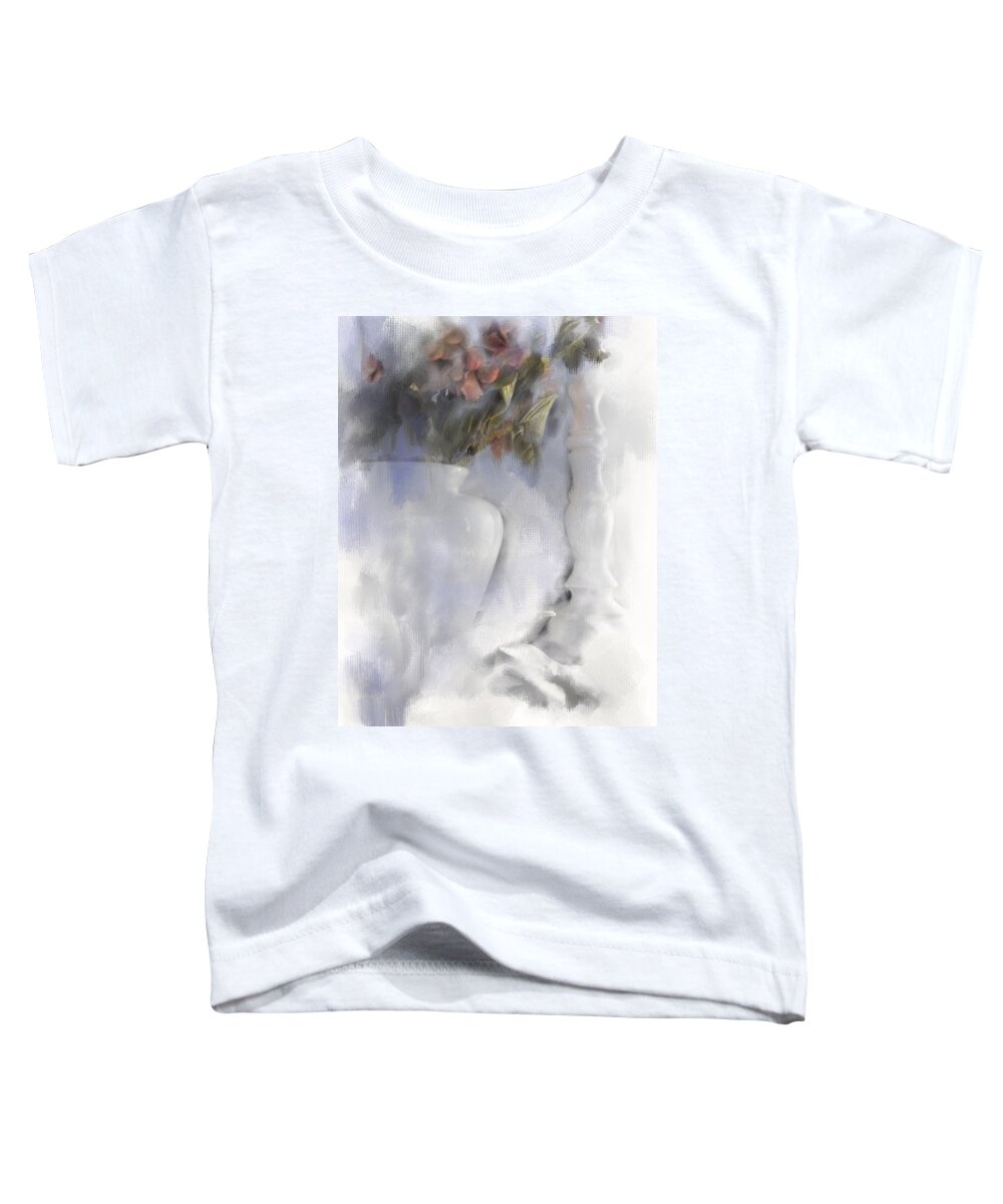 Evie Toddler T-Shirt featuring the photograph White Still Life Vase and Candlestick by Evie Carrier