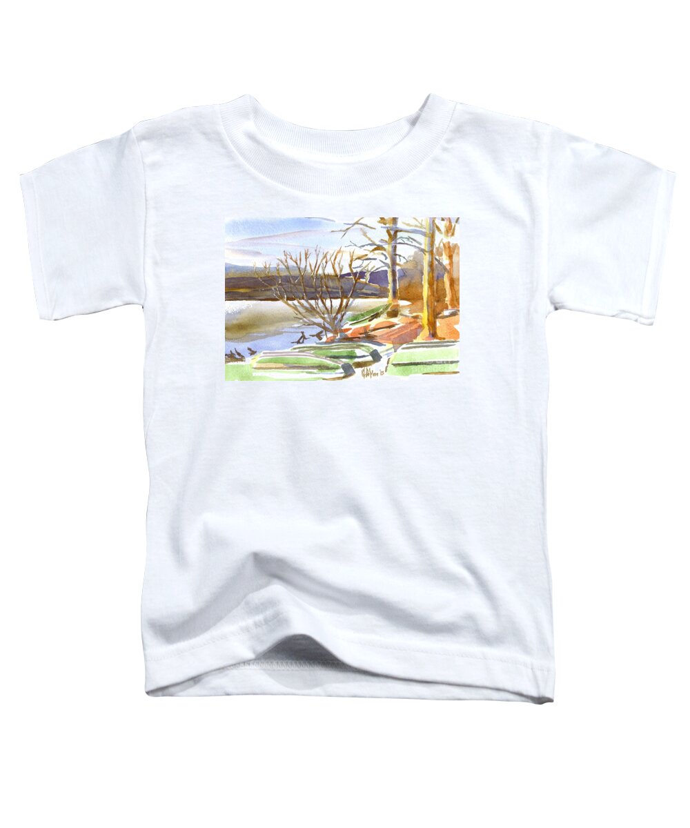 Winter Blue Toddler T-Shirt featuring the painting Winter Blue by Kip DeVore