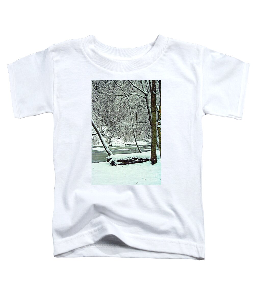 Wisconsin Toddler T-Shirt featuring the photograph Winter By The Creek by Kay Novy