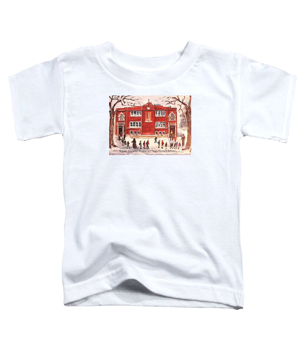 Landscape Toddler T-Shirt featuring the painting Winter Vacation Begins for Saint Pierre's School by Rita Brown