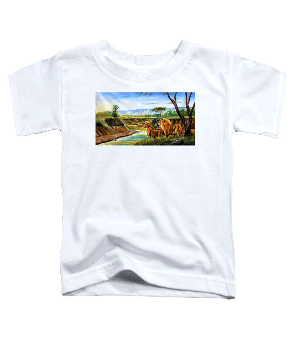 African Paintings Toddler T-Shirt featuring the painting Wonder of the Great Migration by Chagwi