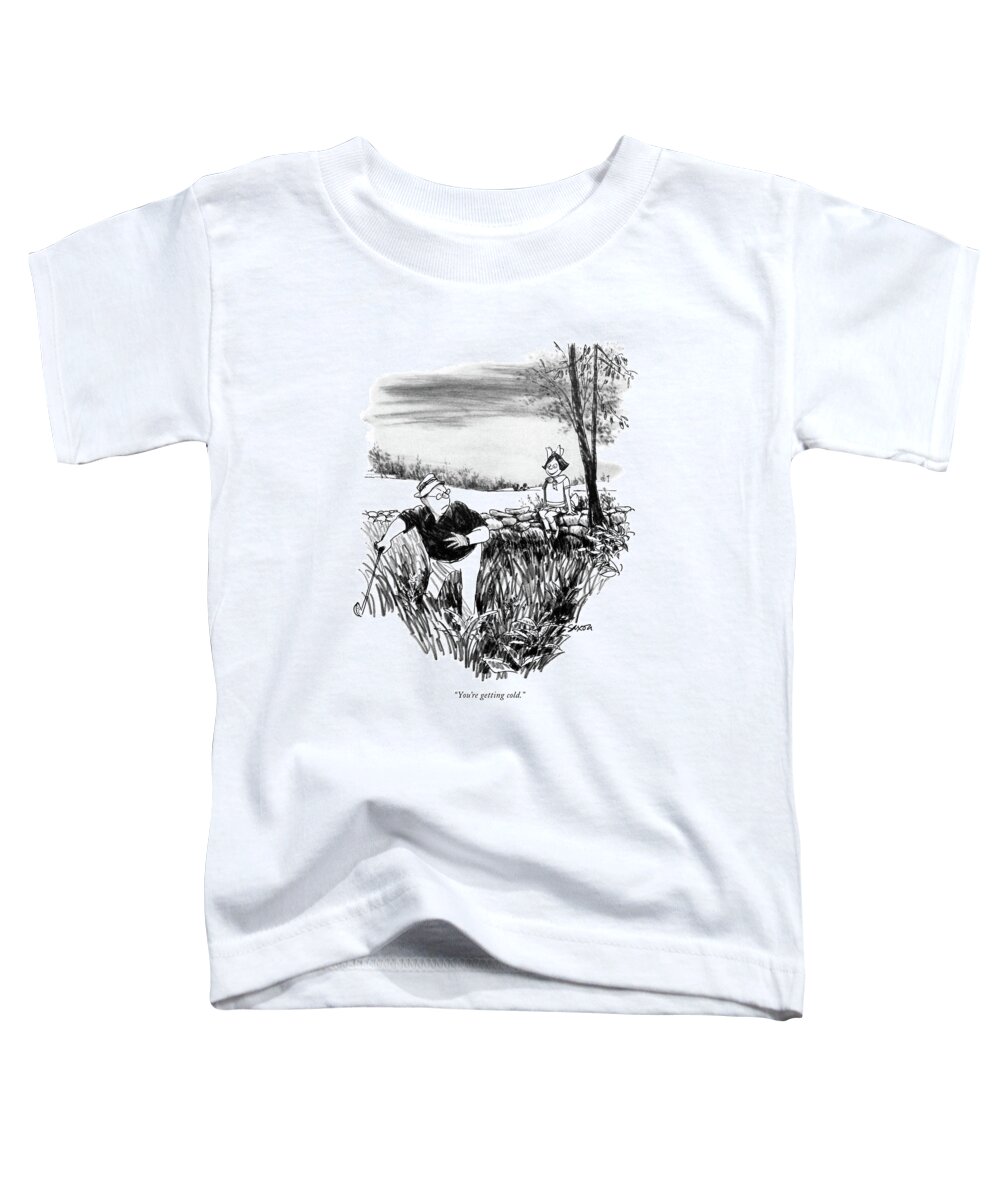 73442 Csa Charles Saxon (girl Near Golf Course Toddler T-Shirt featuring the drawing You're Getting Cold by Charles Saxon