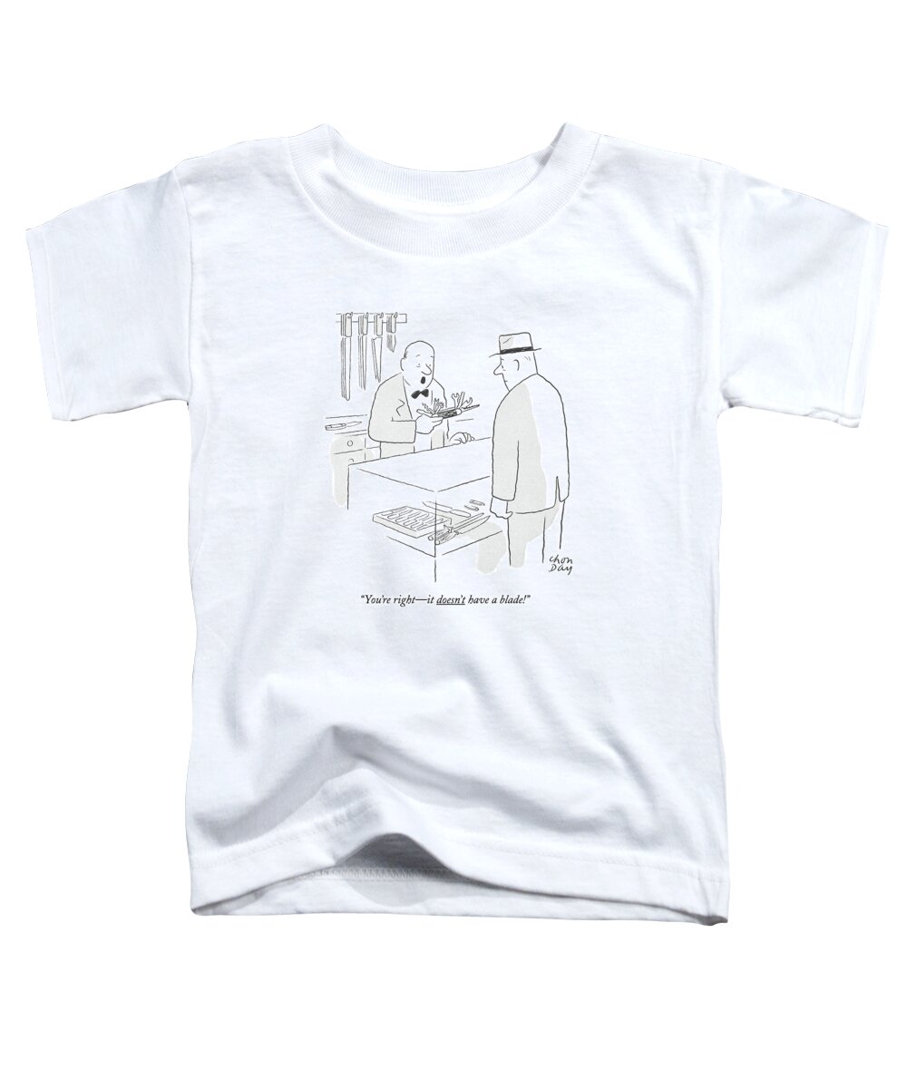 Stores Toddler T-Shirt featuring the drawing You're Right - It Doesn't Have A Blade! by Chon Day