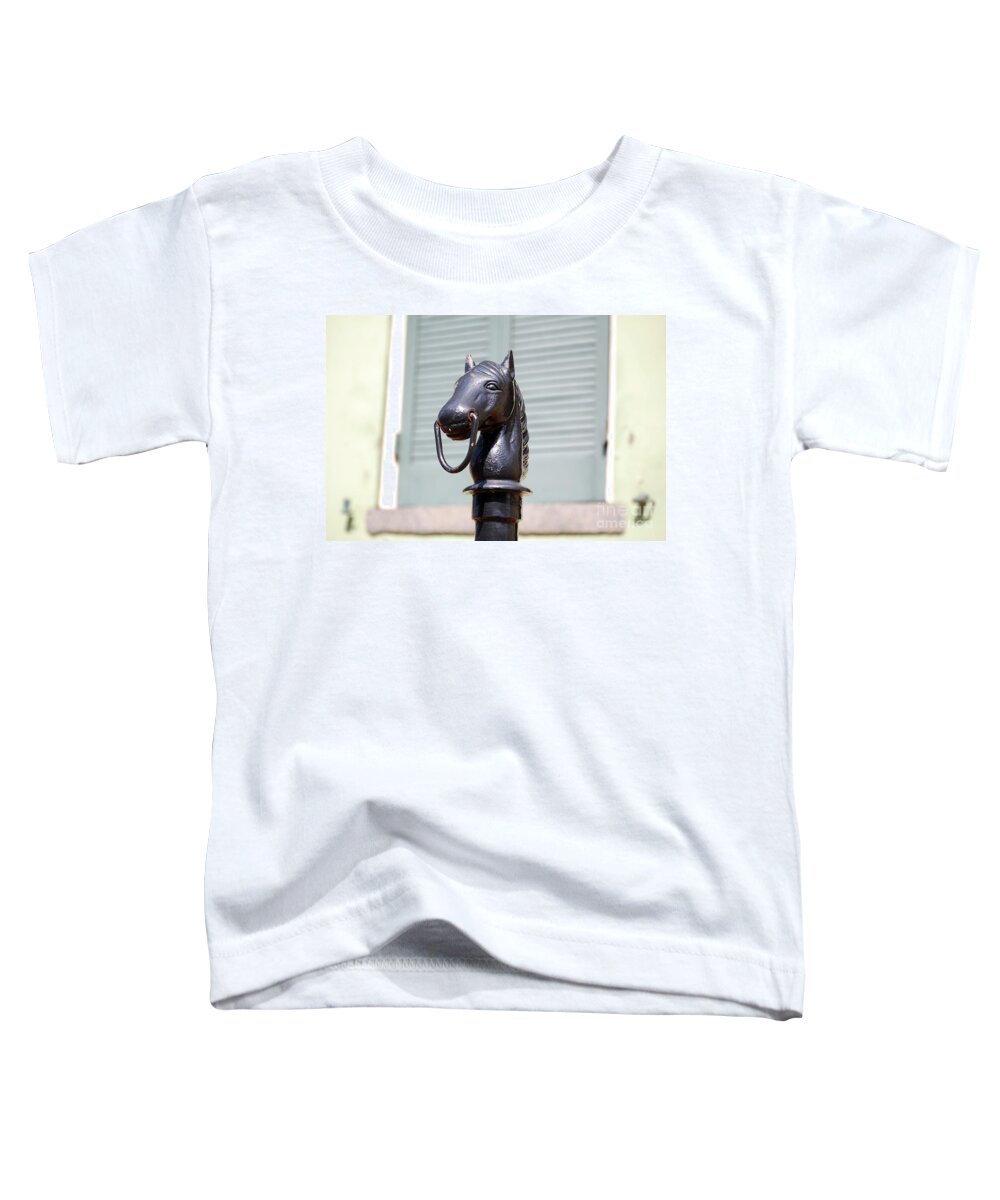 New Orleans Toddler T-Shirt featuring the photograph Horse Head Pole Hitching Post Macro French Quarter New Orleans #2 by Shawn O'Brien