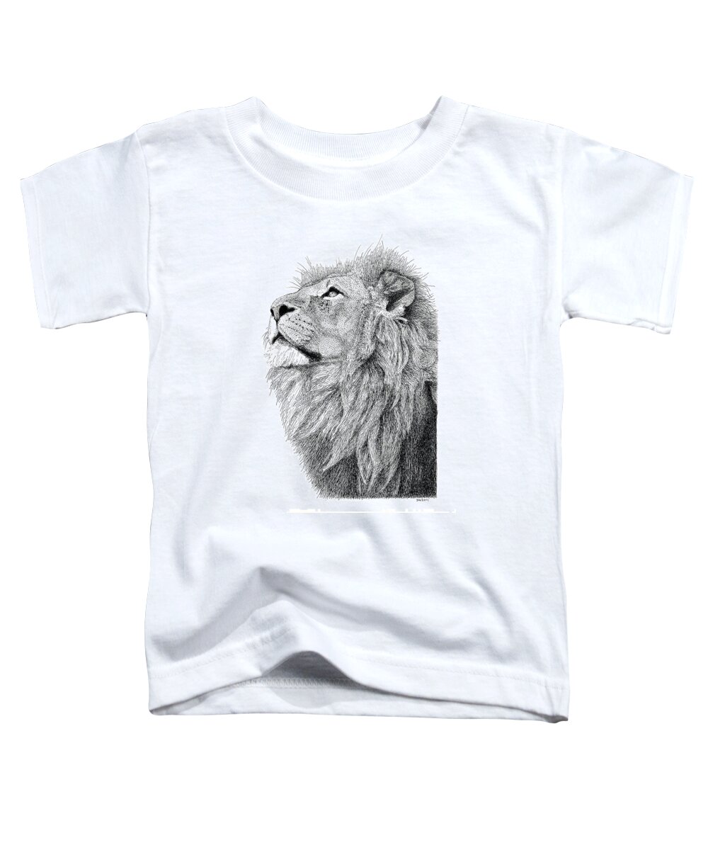 Lion Toddler T-Shirt featuring the drawing Lion #1 by Scott Woyak