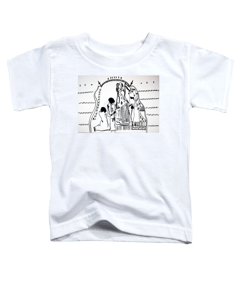 Jesus Toddler T-Shirt featuring the drawing Presentation of Jesus in the Temple #1 by Gloria Ssali
