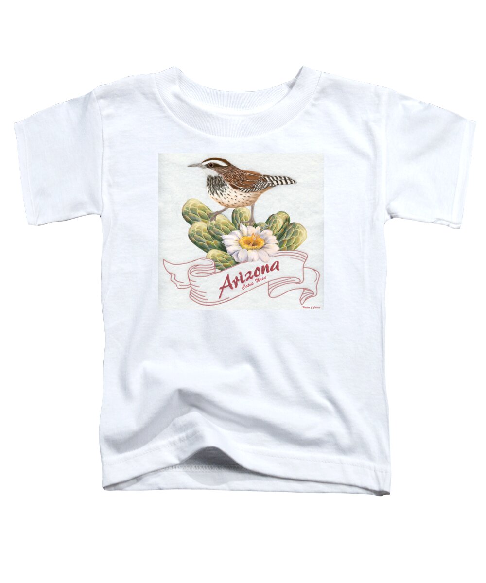 Arizona State Bird Toddler T-Shirt featuring the digital art Arizona State Bird Cactus Wren by Walter Colvin