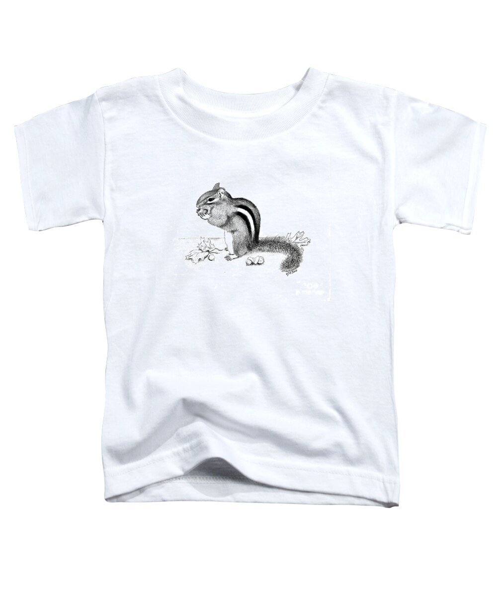 Chipmunk Toddler T-Shirt featuring the drawing Chipmunk by Jackie Irwin
