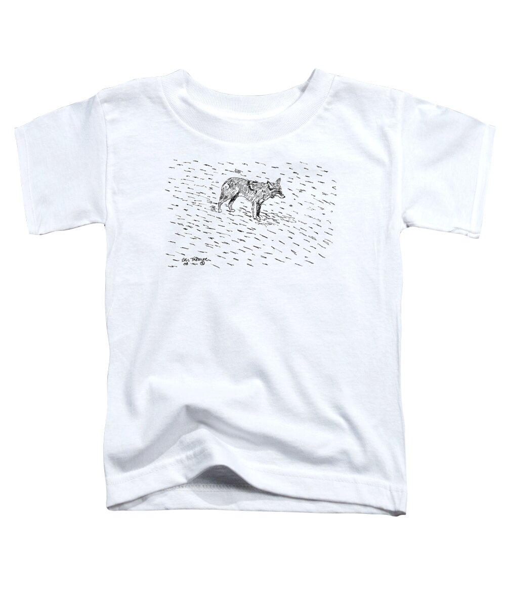 Coyote Toddler T-Shirt featuring the photograph Coyote Pause by Eric Tressler