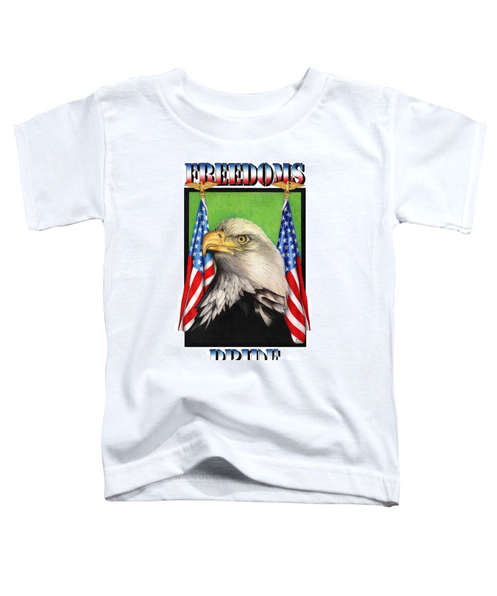 Eagle Toddler T-Shirt featuring the drawing Freedoms Pride by Sheryl Unwin