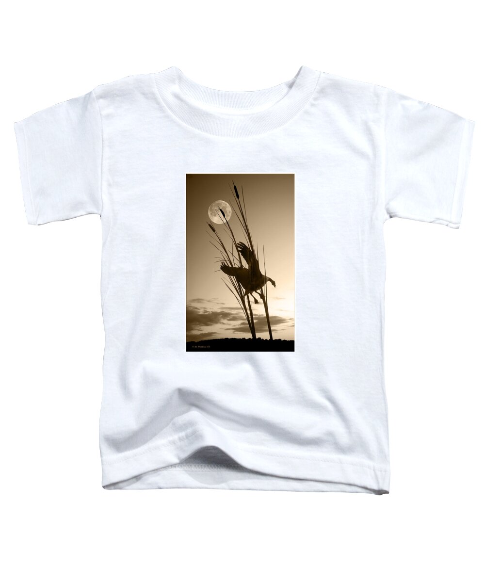 2d Toddler T-Shirt featuring the photograph Goose At Dusk - Sepia by Brian Wallace