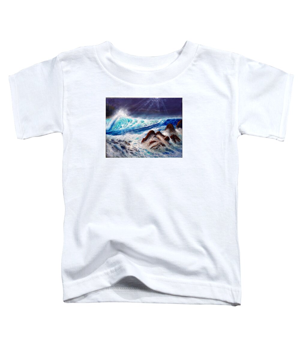 Hawaii Seascape Oilpainting Surf Toddler T-Shirt featuring the painting Hawaiian Surf by Leland Castro