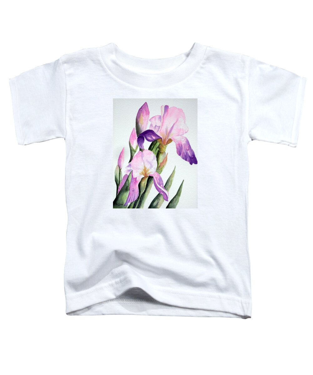 Flowers Toddler T-Shirt featuring the painting Iris by Lyn DeLano