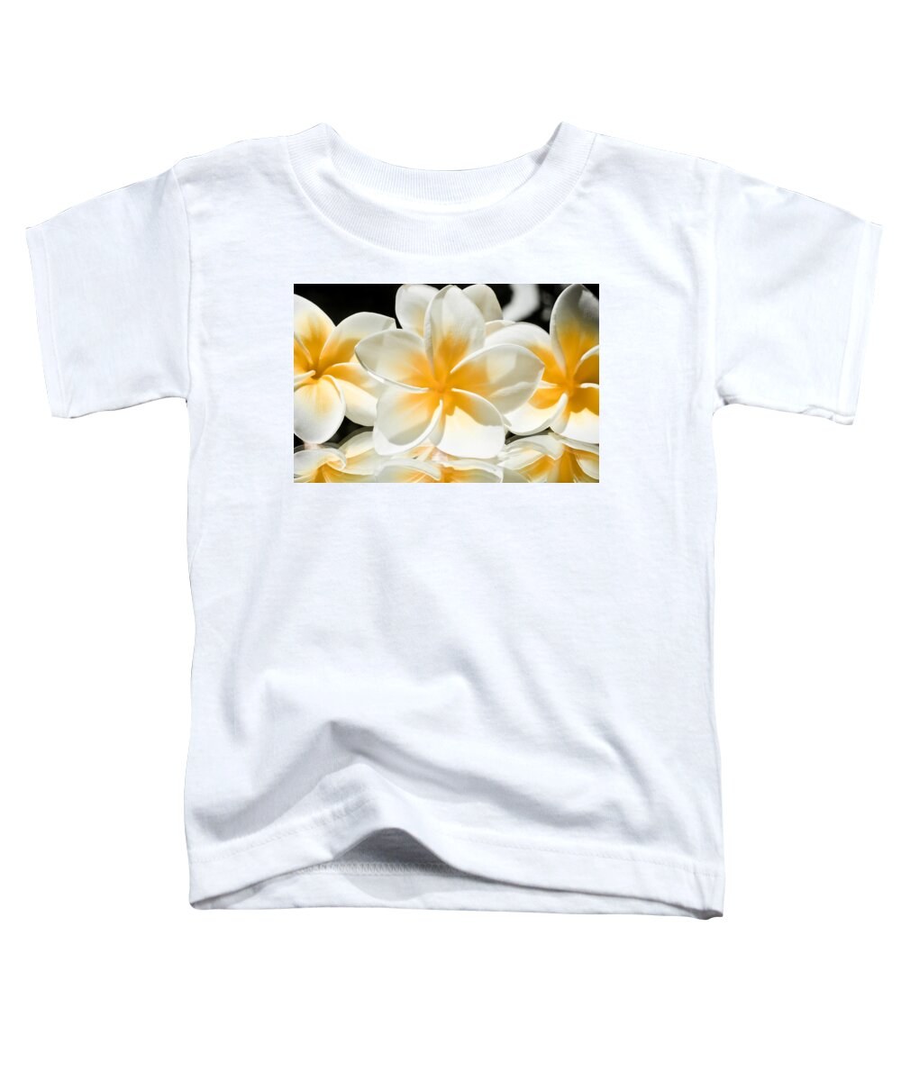 Artistic Toddler T-Shirt featuring the photograph Mirrored Plumerias by Joe Carini - Printscapes