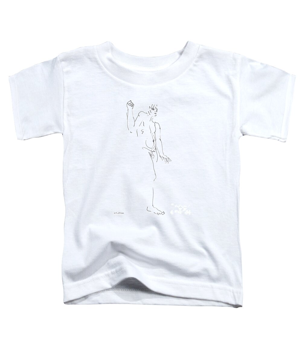 Male Toddler T-Shirt featuring the drawing Nude_Male_Drawing_26 by Gordon Punt