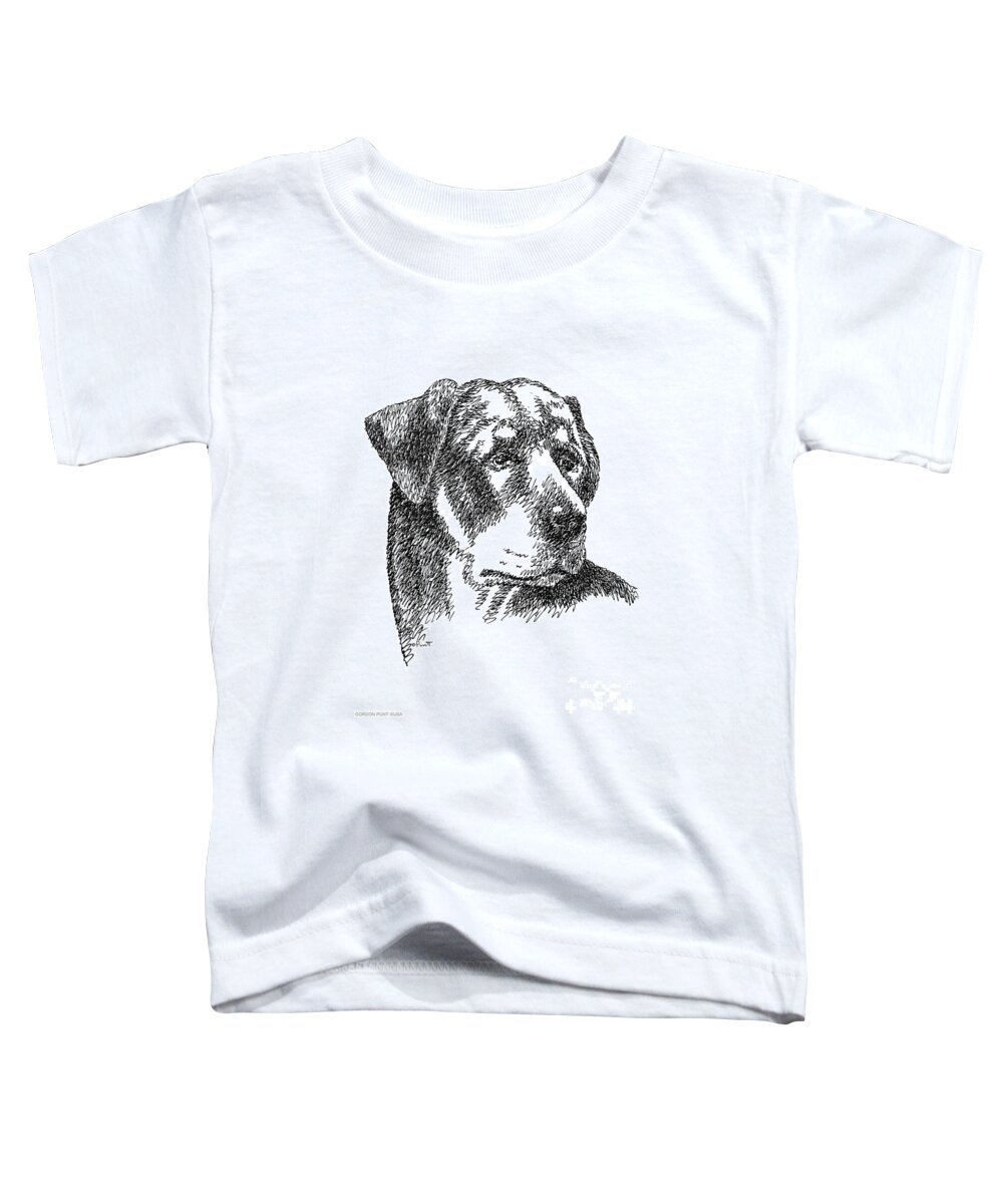 Rottweiler Toddler T-Shirt featuring the drawing Rottweiler-Drawing by Gordon Punt